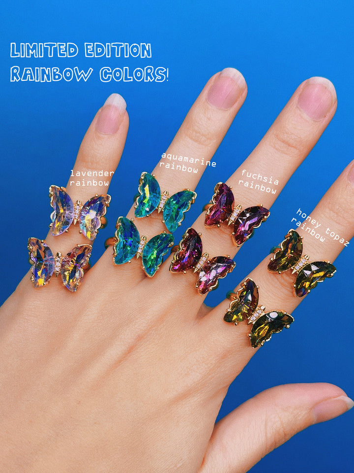 Crystal Glass Butterfly Ring