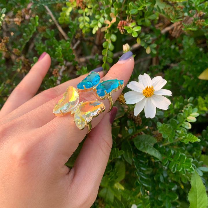 Crystal Glass Butterfly Ring